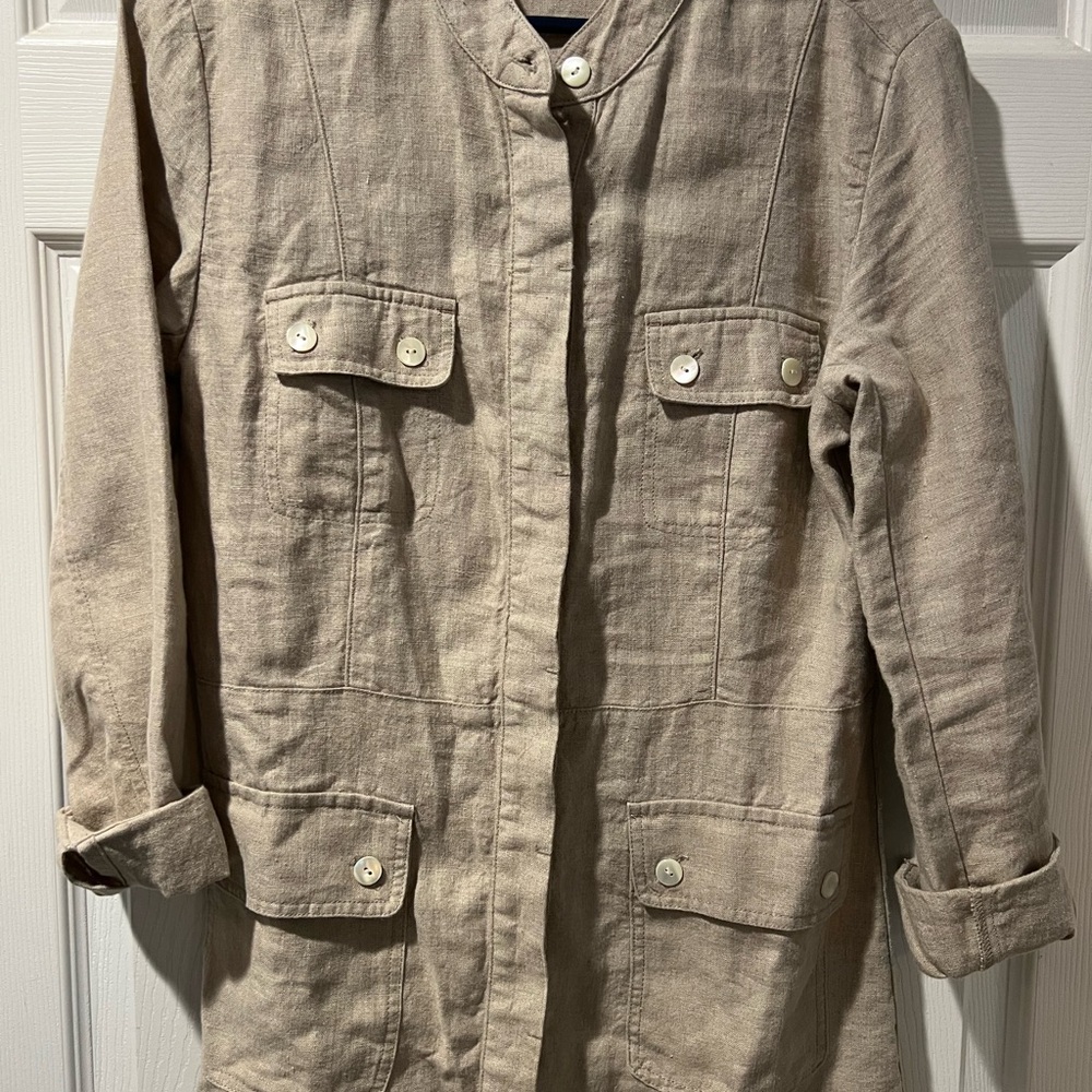 Linen Cargo Shirt Jacket - Picture 3 of 9